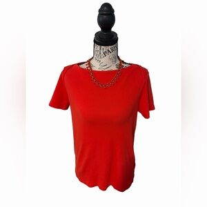 Jones New York Red Short Sleeve Crewneck Tee